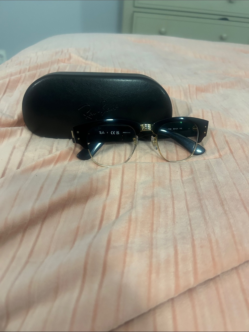 Ray-Ban Black and Gold Clubmaster-Style Men’s Glasses Authentic